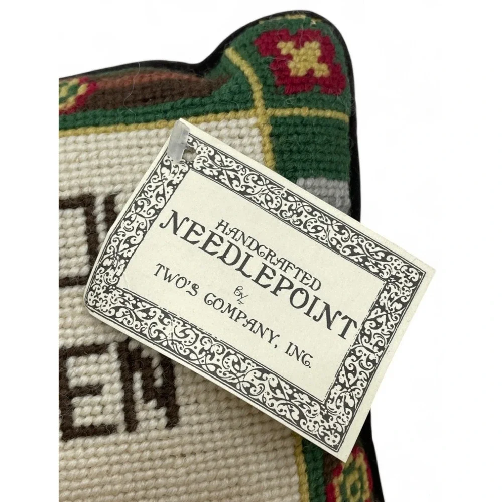 Vintage Twos Company Needlepoint Pillow Cigars In Heaven Mark Twain New